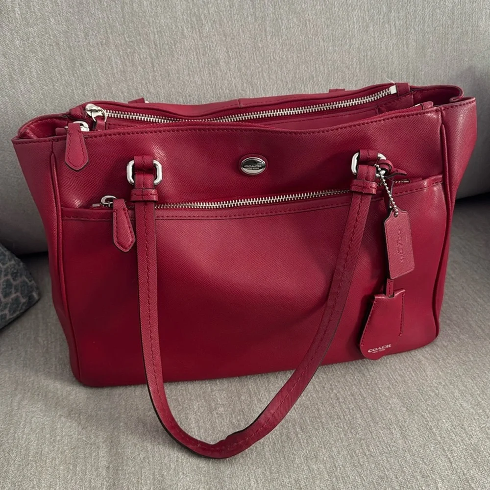 Coach Red Leather Bag Purse - vintage! - Picture 1 of 7